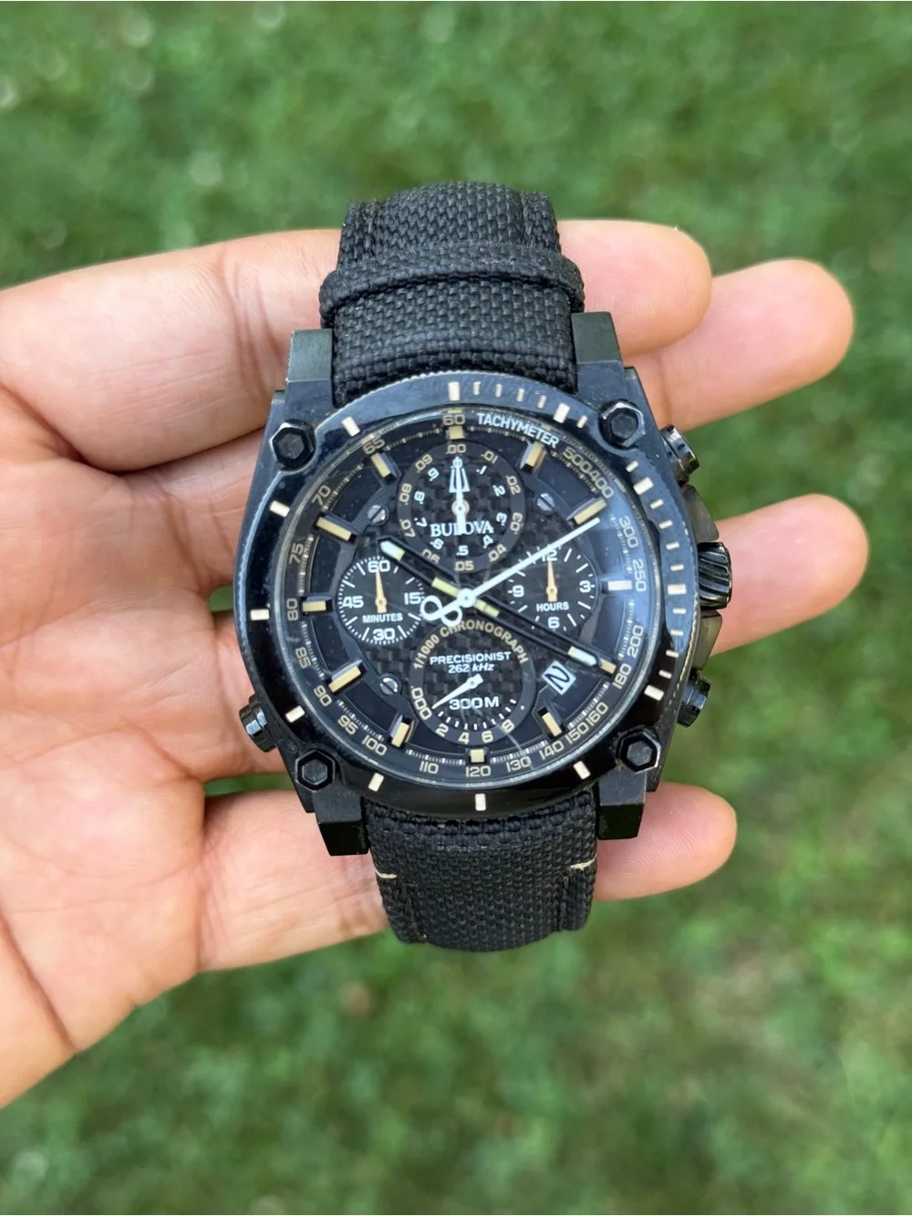 Bulova Precisionist Chronograph Nylon Strap Mens Watch black
